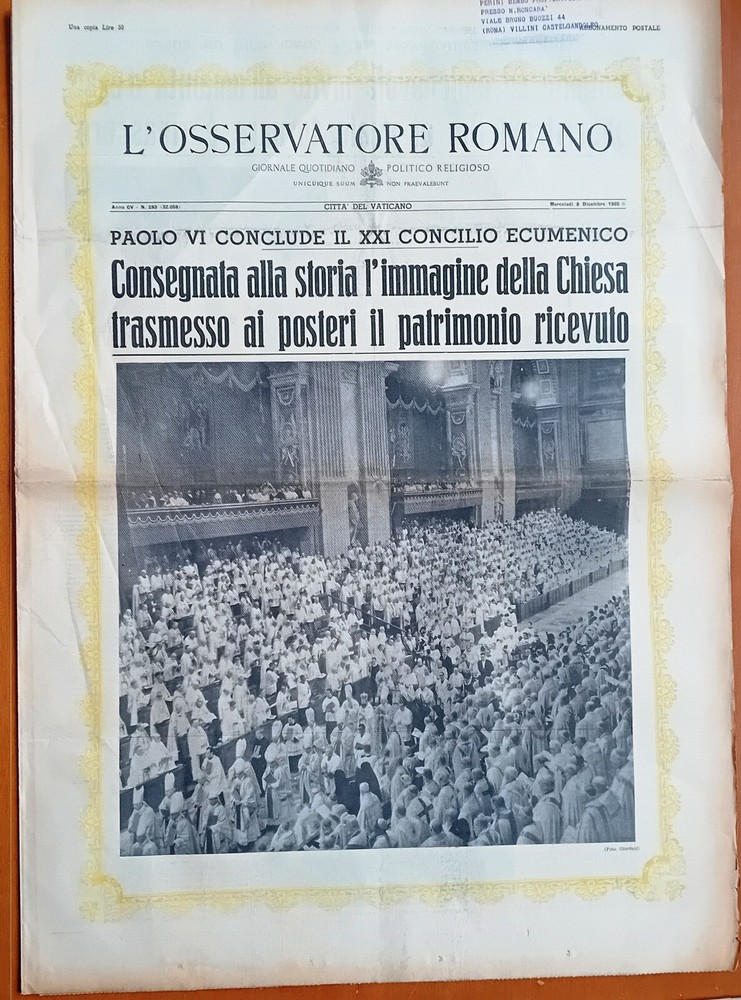 283/65 L' OSSERVATORE ROMANO - see mod. custom