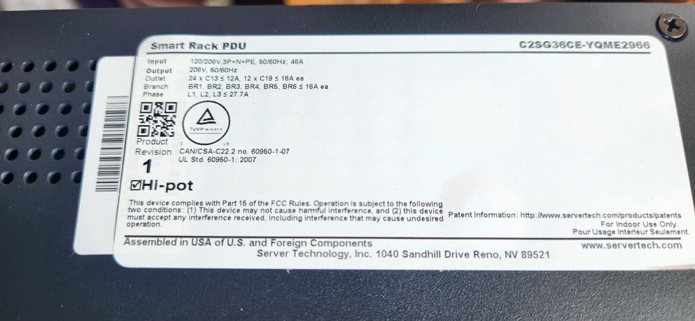 Server Technology PRO2 HDOT Monitored Rack-Mount PDU - 36 Outlet