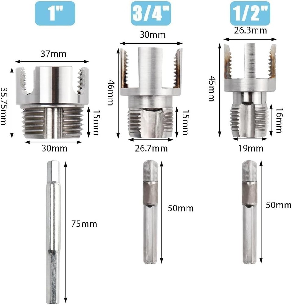 3Pcs Integrated Internal & External Pipe Threading Tool, Pipe Tapping and Thread