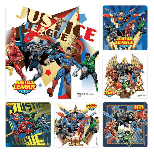 Assorted Stickers Justice League, 100/Roll, PS552