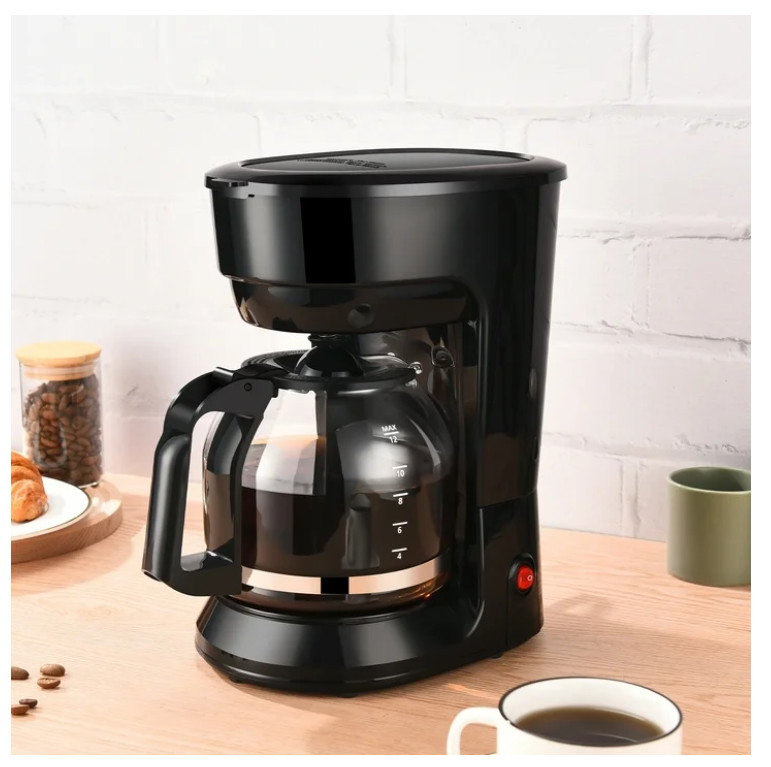 12 Cup Black Coffee Maker with Removable Filter Basket