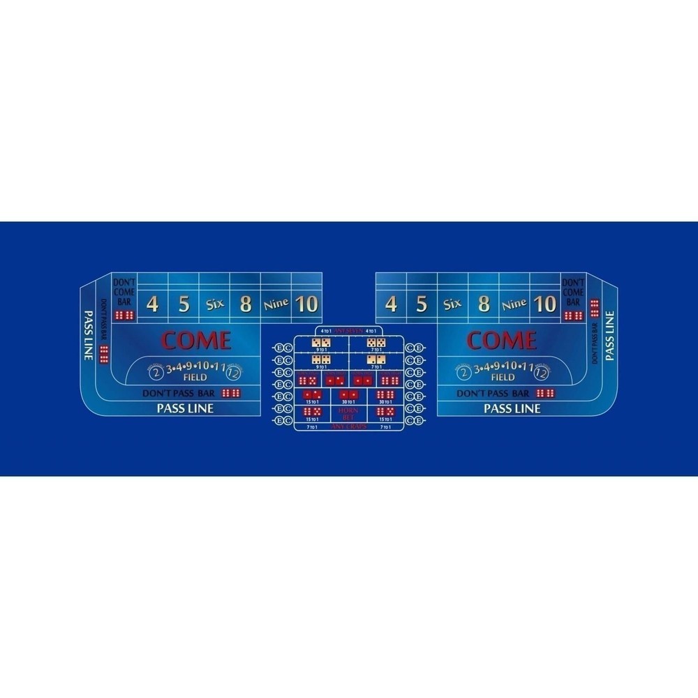 Craps Table Layout Felt - 12 Foot - Blue