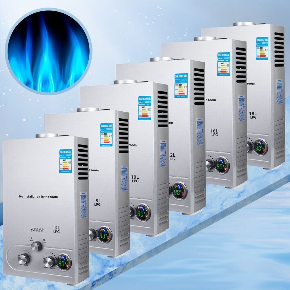 VEVOR 6/8/10/12/16/18L LPG Propane Gas Instant Hot Water Heater Boiler 2800 Pa