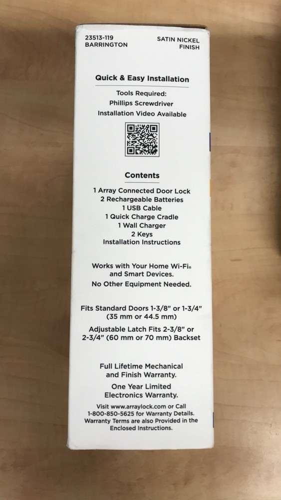 Array Connected Door Lock With Solar - New