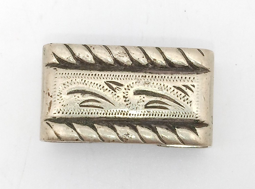 Embossed Keeper Loop For Belt Buckles Silver Plate Scarf Woggle Tie Holder
