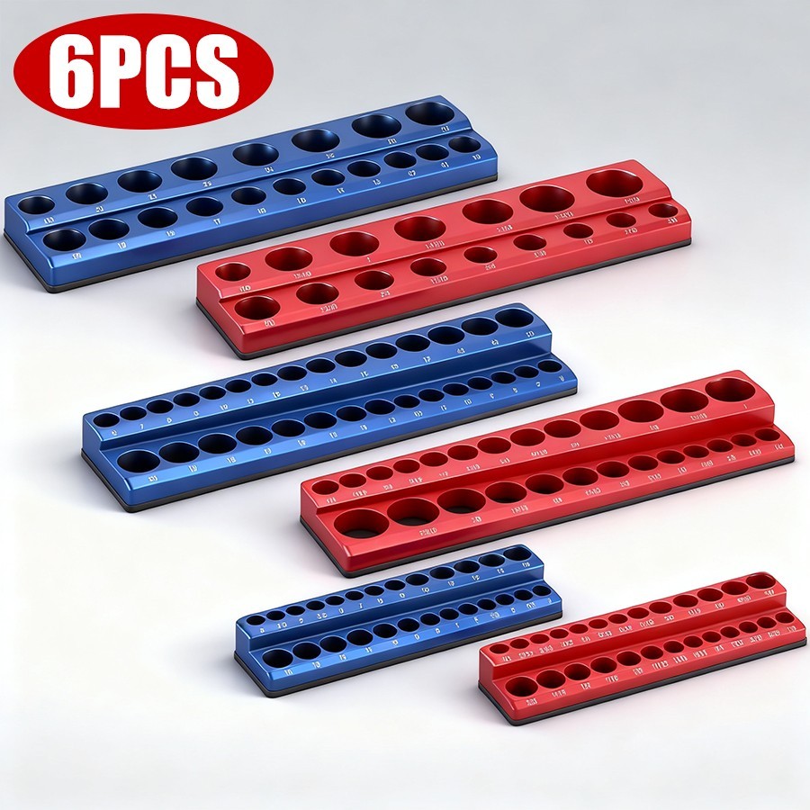 6pcs Magnetic Socket Organizer Holder Set