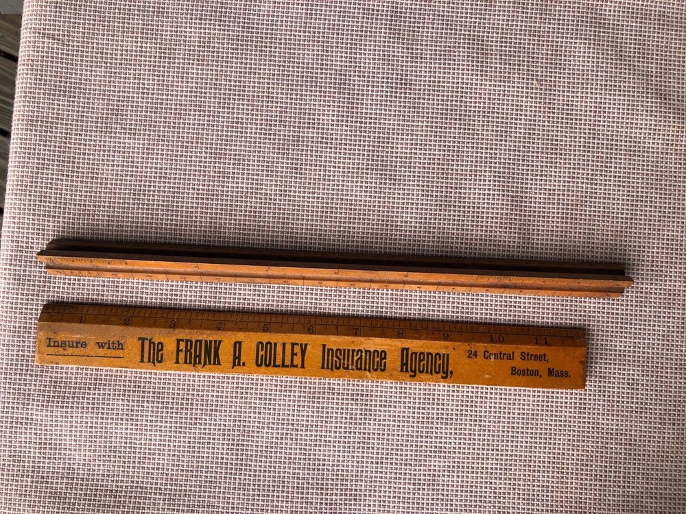 VTG Frank A. Colley Boston + Wooden Ruler Triangle 12" Engineering Drafting Tool
