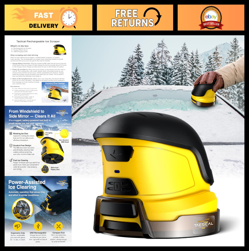 Electric Ice Scraper for Car Windshield - Cordless Motorized Snow Remover Tool