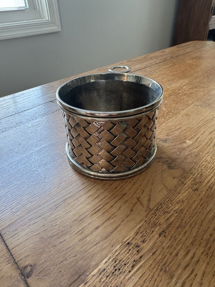 Vintage Silver Godinger Silverplate Woven Pattern Bottle  Holder