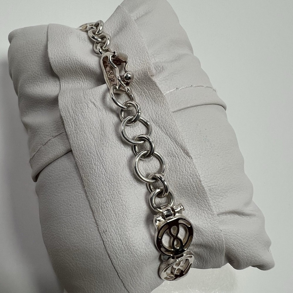Peruvian 925 Sterling Silver Multi Gemstone Link Bracelet