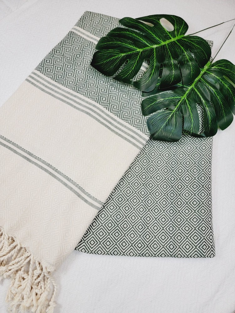 100% Cotton Geometric Diamond Weave All Season Solid Blanket Soft Sofa Throw
