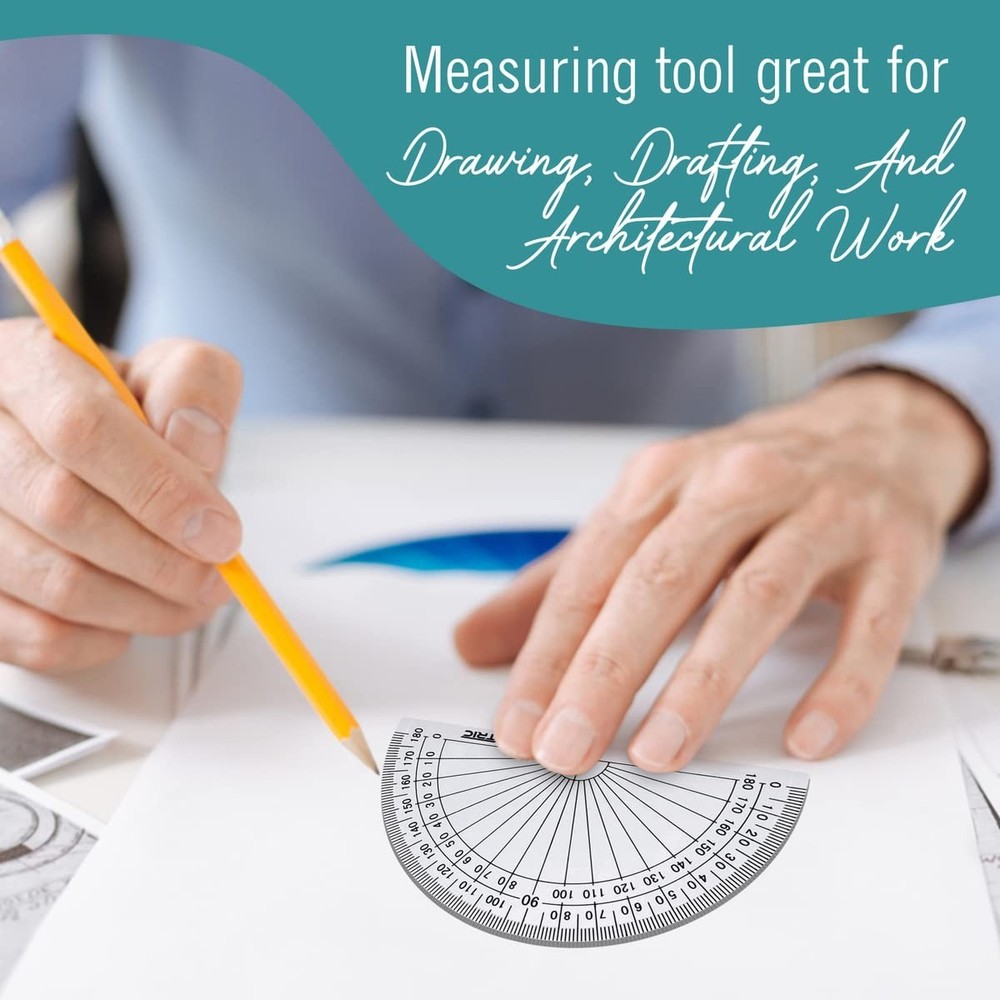 Protractor for Geometry, 4 Inch Clear Plastic 4 - 2 Count