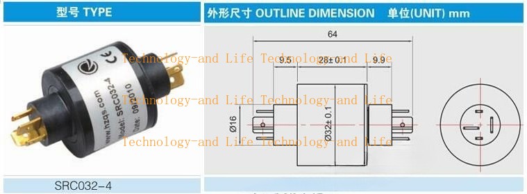 5Pcs/Lot SRC PIN CONNECTION SLIP RING SRC032-4 SRC0324 Free Shipping