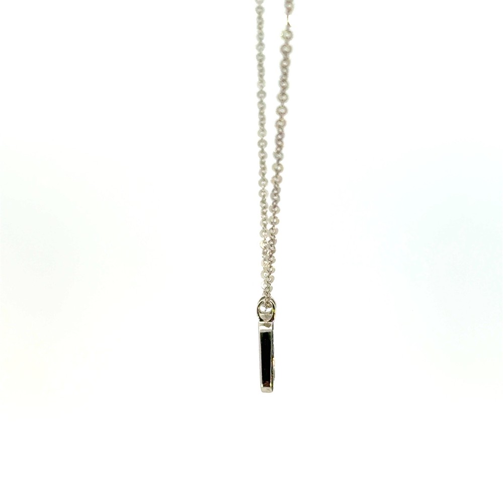 18k white gold 0.25ct black diamond M initial