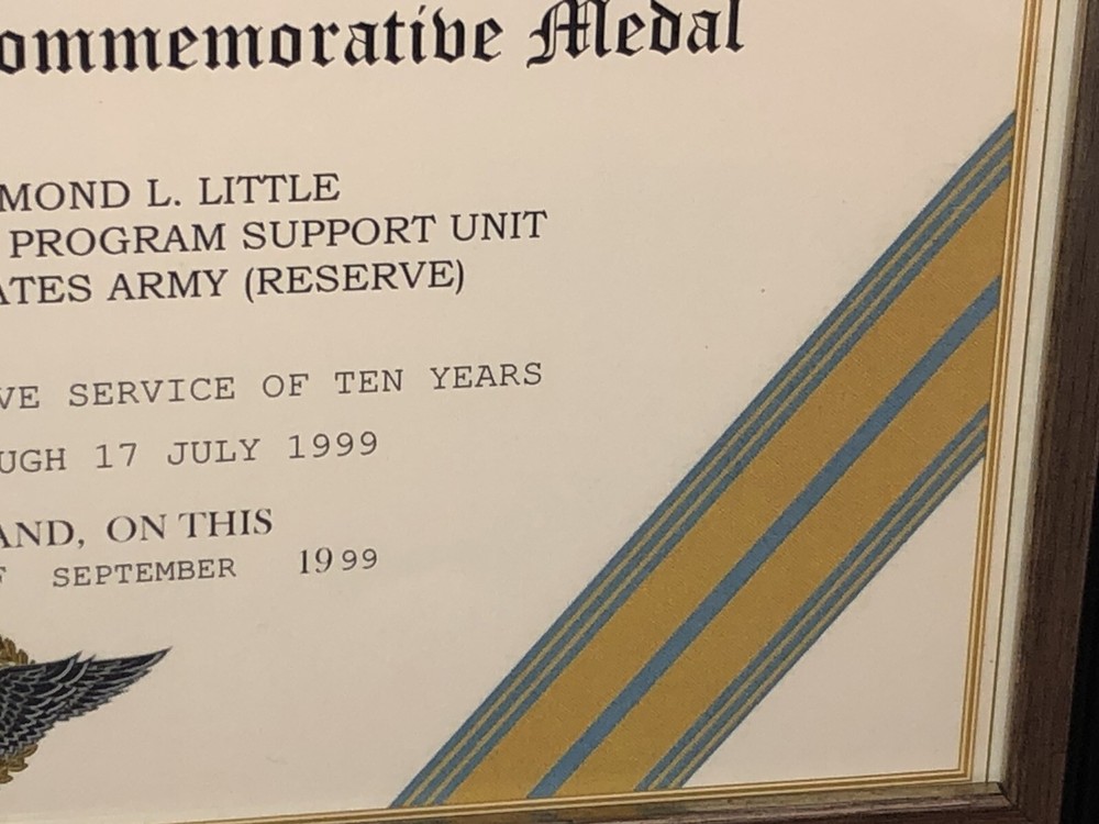 ARMED FORCES RESERVE COMMEMORATIVE MEDAL CERTIFICATE ~ Type 1