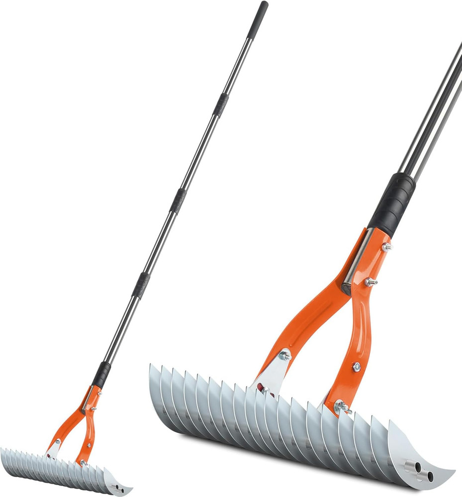 Thatch Rake,15" Lawn Dethatcher Rakes,Dead Grass Remover,Manual Dethatching Rake