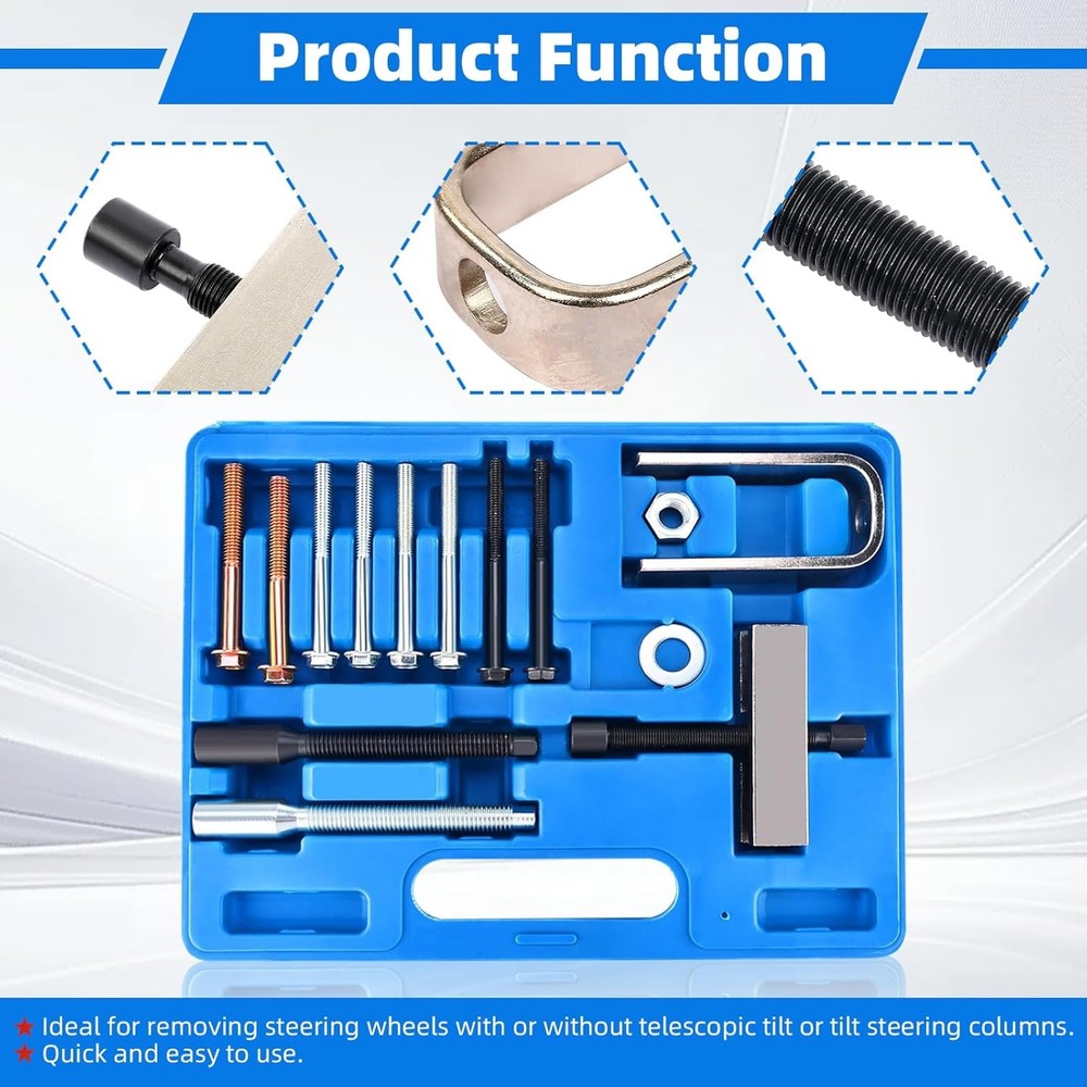 Automotive Steering Wheel Puller and Lock Plate Compressor Removal Tool Kit