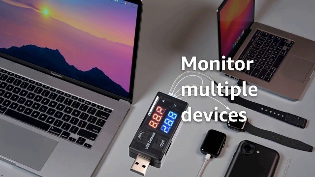 USB Power Meter, Current 3-9V 0-5A Voltage Tester Black