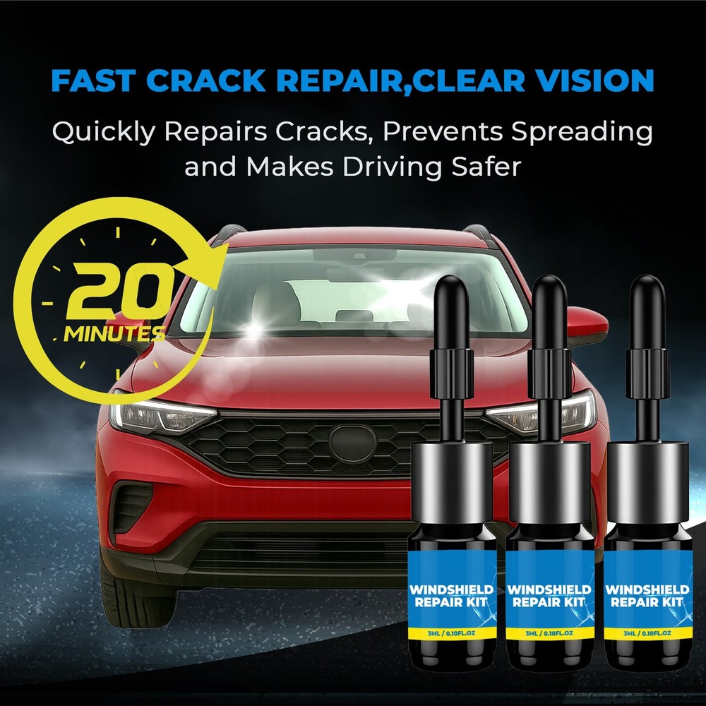 DESIGNIFYCO Windshield Crack Repair Kit 3 Bottles Nano Quick and Efficiency...
