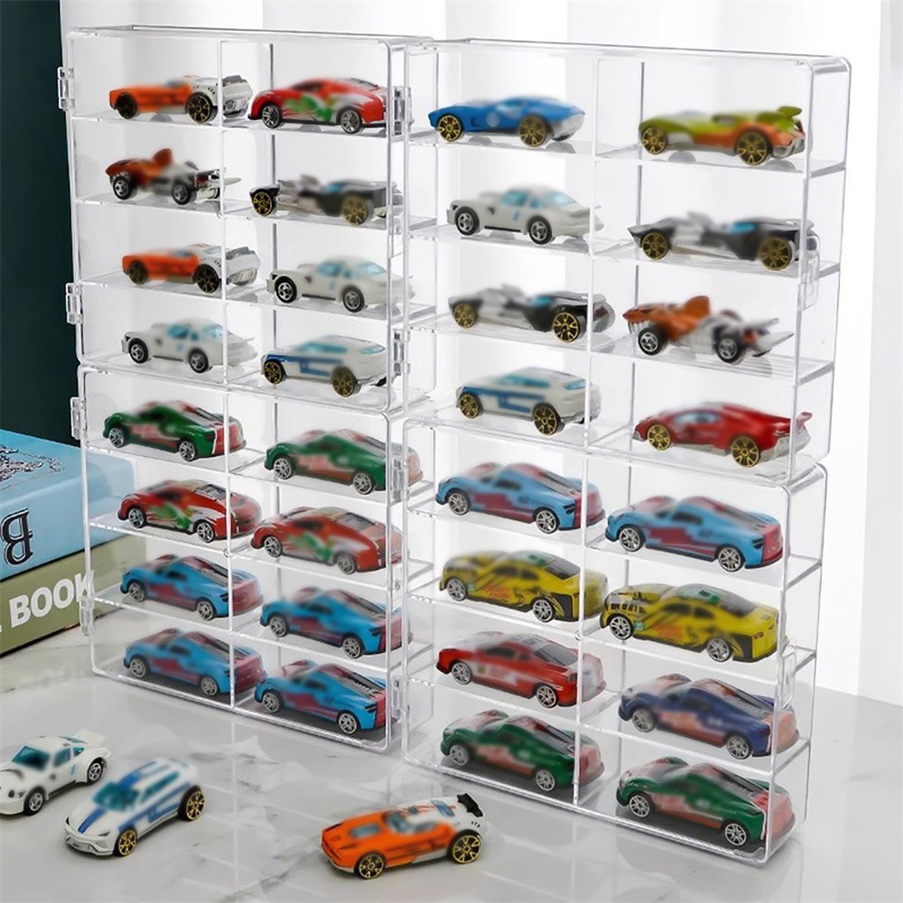 Car Display Case For 1/64 H-W Storage 8 Cars With Locking Latch Stackable