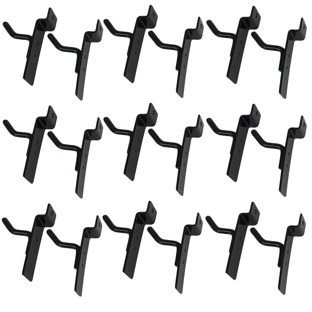 1" Slatwall Hook Panel Display Hooks, 1/4" Thickness Metal, Black - PACK 25