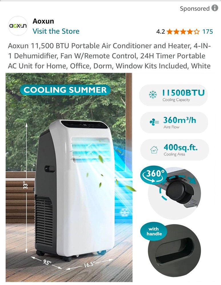 portable air conditioner with heat