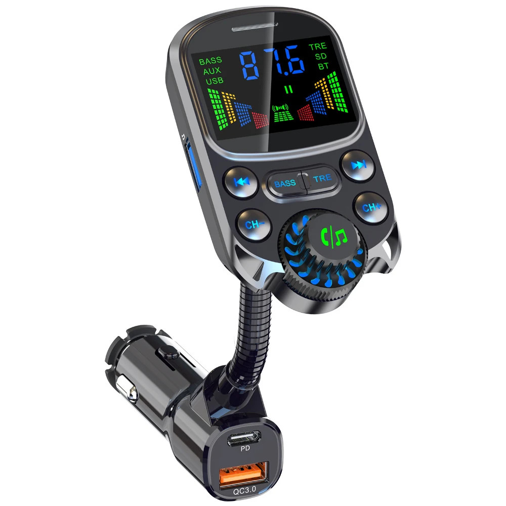 Bluetooth-compatible Car Kit Cigarette Lighter Handsfree FM Transmitter AUX Audi