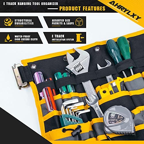 E-Track Hanging Tool Organizer, E Track Wall Hanging Pocket Tool Holder, 2 Pack