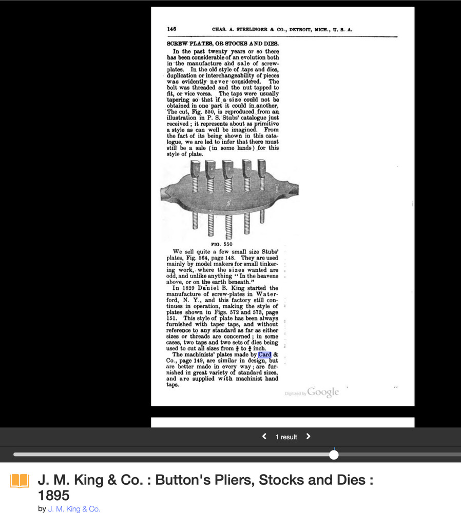 Antique S.W CARD Die Stock No. 00A ~ Threading tool Blacksmith use