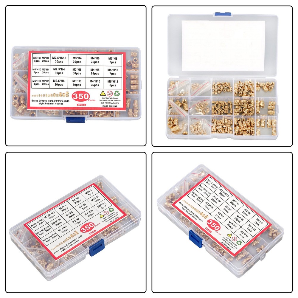 350Pack threaded inserts assortment kit M2-M6 metric internal thread rolled