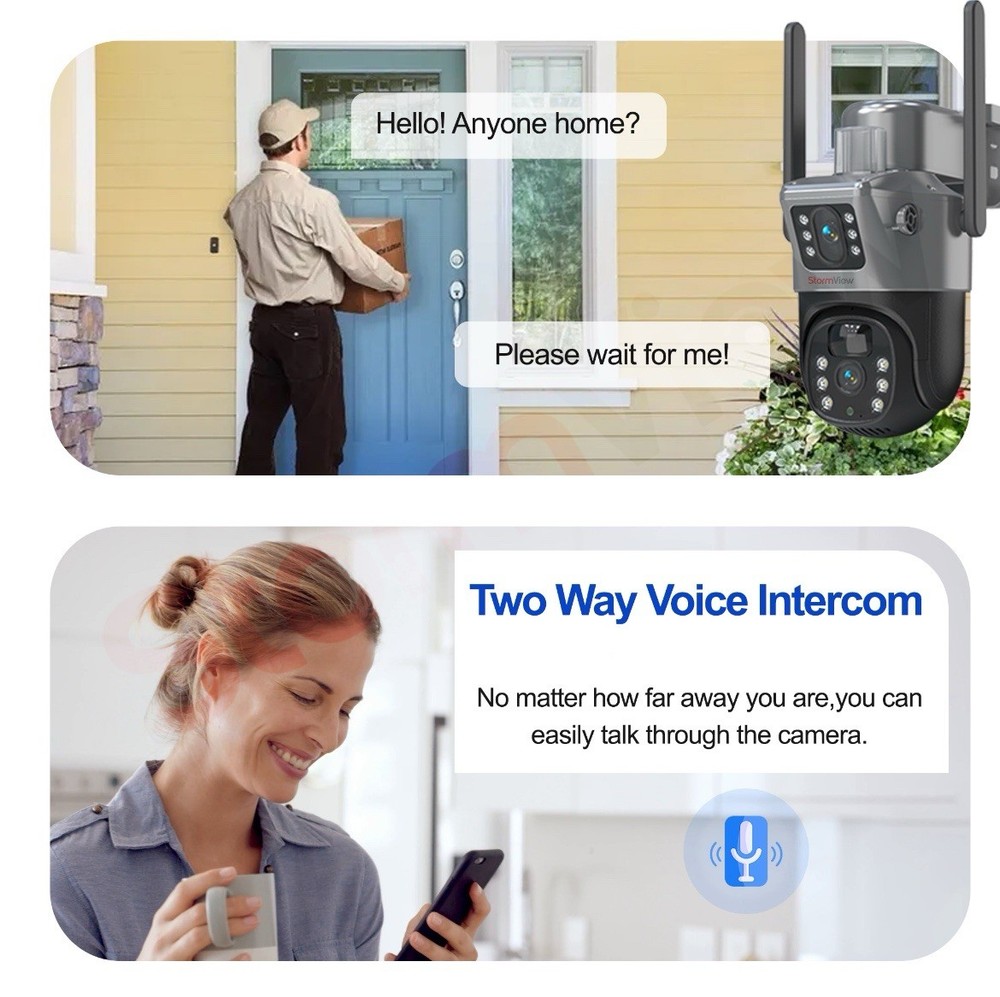 A solar-powered, dual-lens WiFi security camera with 360° PTZ coverage