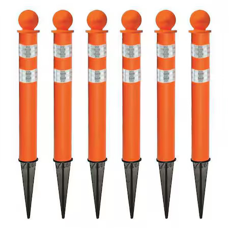 2.5" Ground Pole - Orange, Reflective, 6 Pk, 95412-6Dot