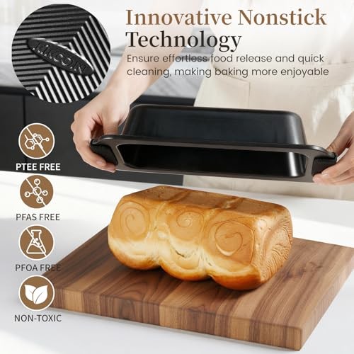 25 PCS Stackable Baking Pans Set, Non-stick Bakeware Sets with Silicone Black
