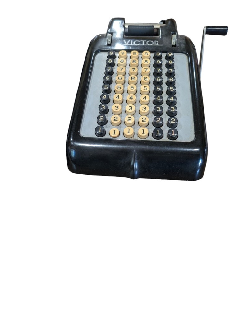 Vintage VICTOR Champion 6 Column Hand Crank Adding Machine.
