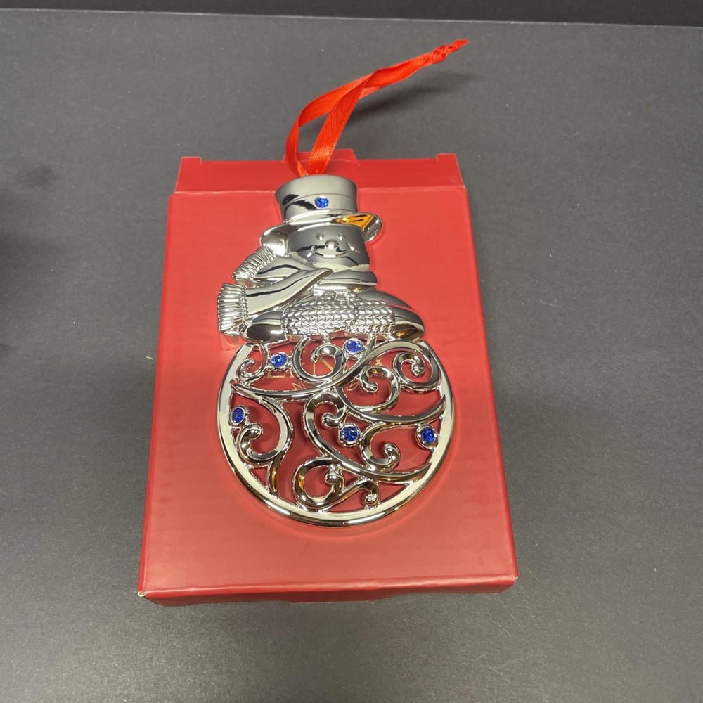 Lenox Sparkle & Scroll Silver Snowman Ornament