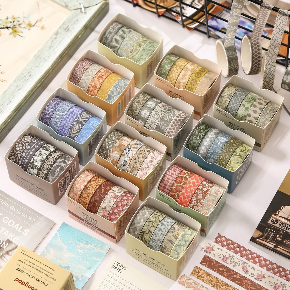 Basic Patterns Washi Tape Set 60 Rolls Geometric Elegance Decorative Skinny M...