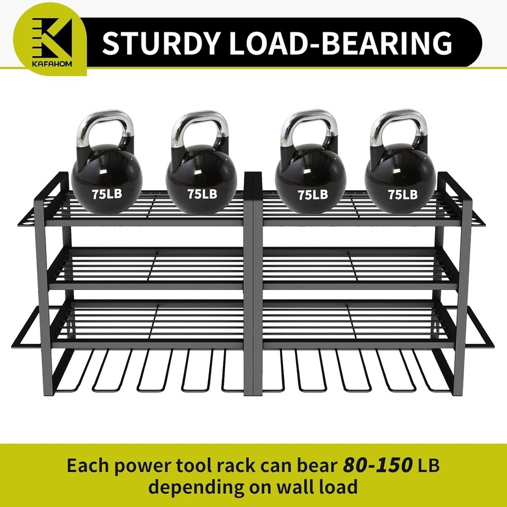 Power Tool Organizer - 4 Layer Garage Tool Storage Rack with Drill Holder