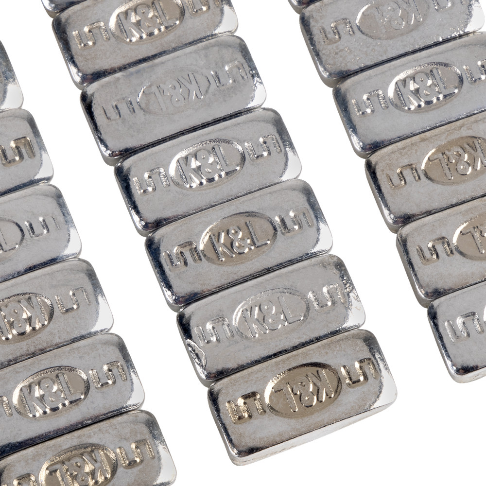 K&L SUPPLY 32-2398 Quickstick Chrome Adhesive Wheel Weights Rectangle 36 Pack