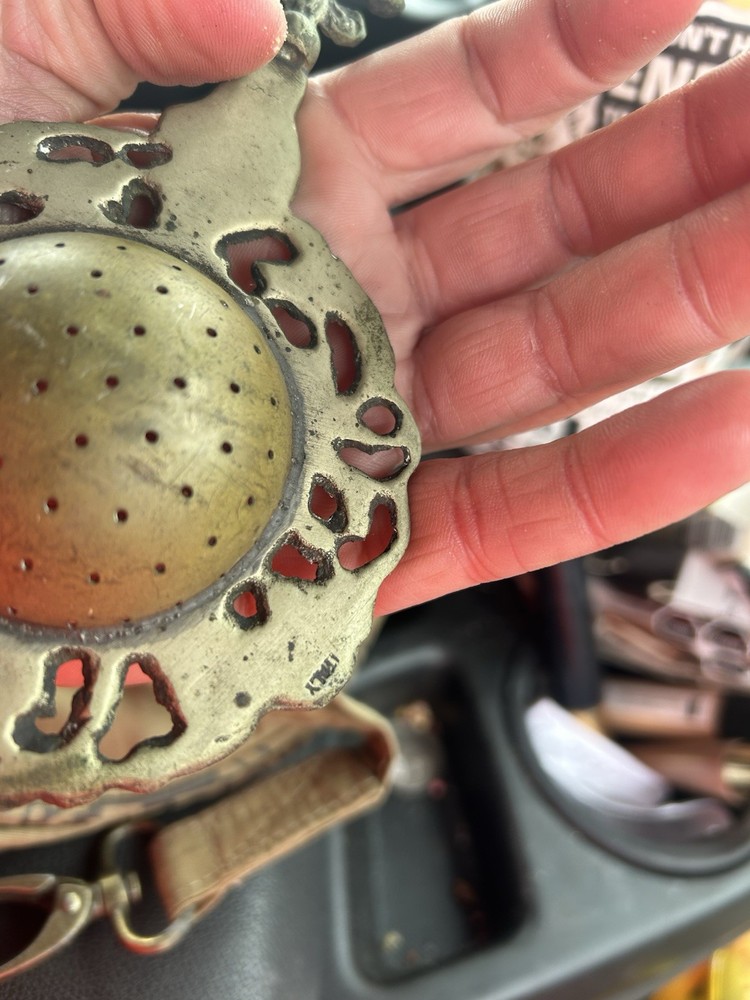Antique Brass Ornate Tea Strainer