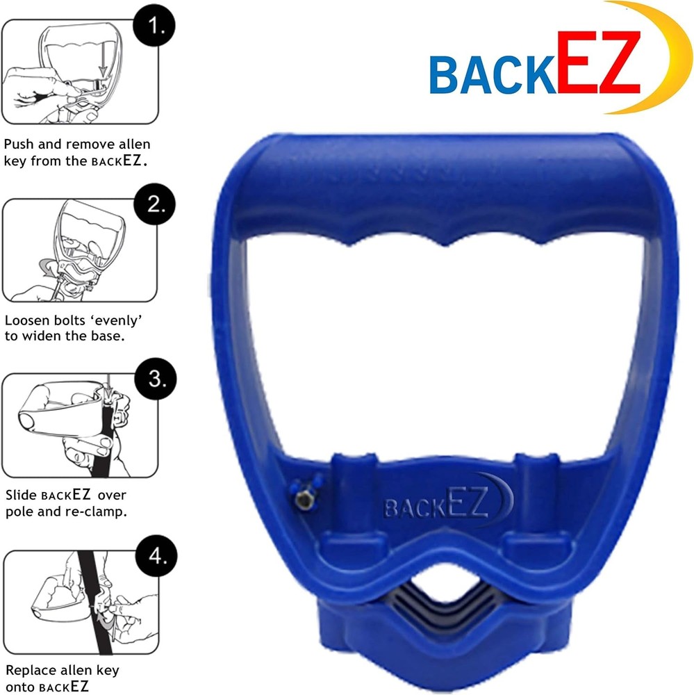 Back-Saving Tool Handle Attachment, EVR-Grip Upgrade, Labor-Saving Blue