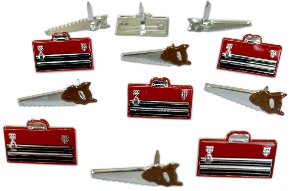 Saw & Tool Box, Decorative Scrapbook Brads - Eyelet Outlet #228