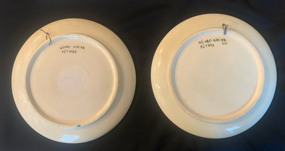 2 Polychrome Hand Painted Ceramic Decorative Plate Islamic Calligraphy 10”