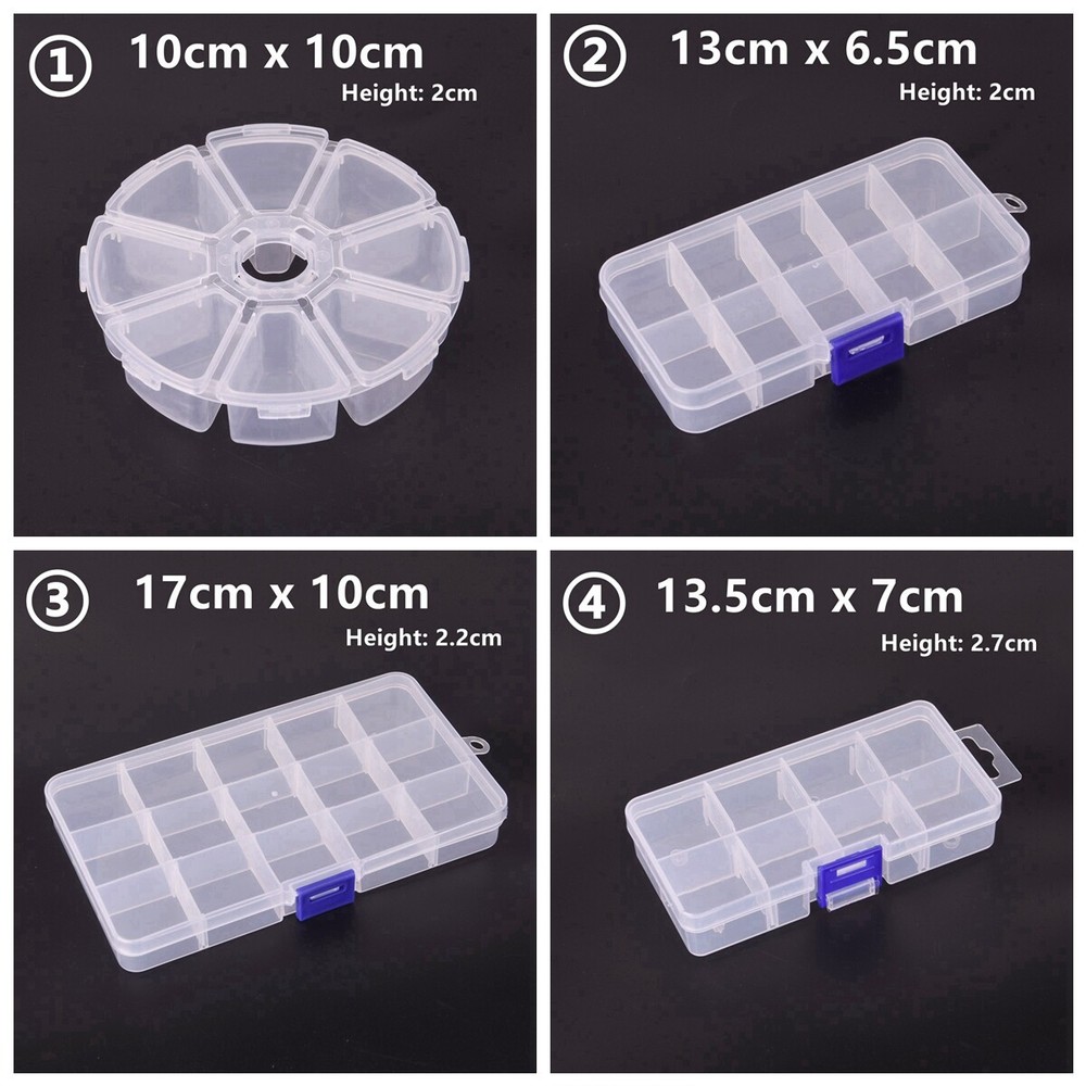 8/10/15/24/36 Removable Compartment Organizer Container Bead Storage Plastic Box