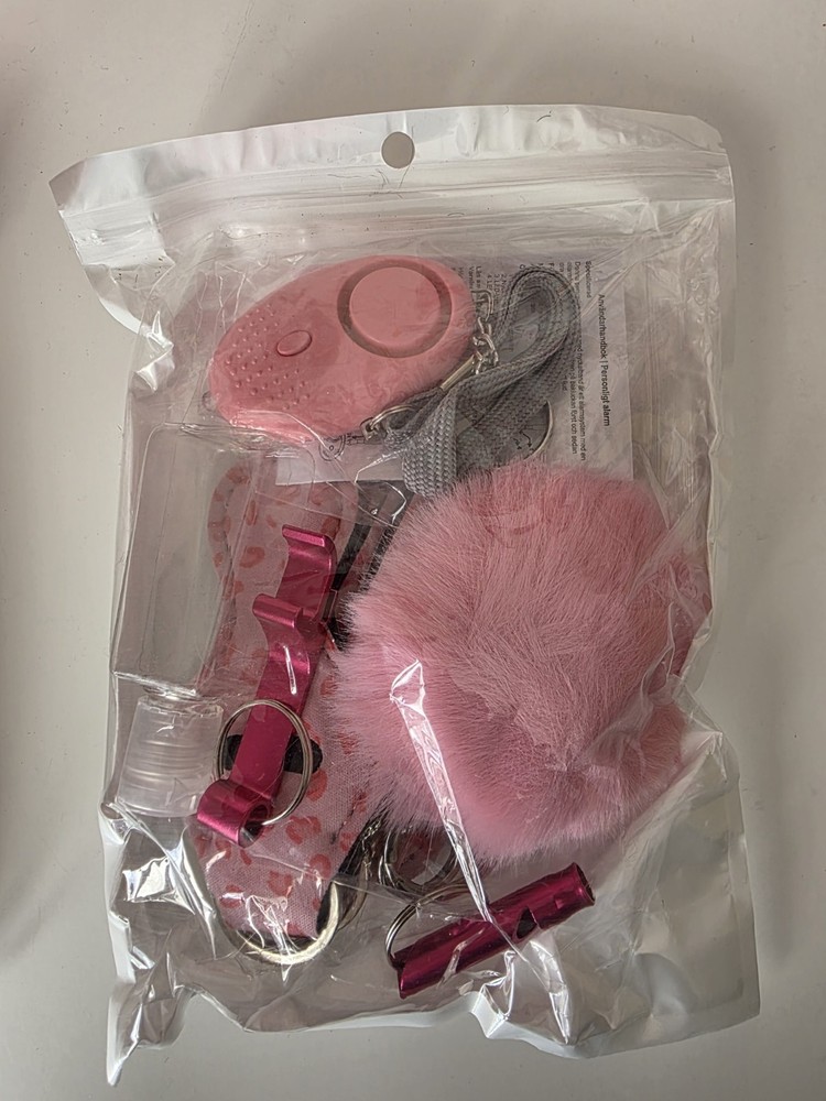Personal Alarm Keychain Set Multicolor with Keyring, Whistle, Flash Light