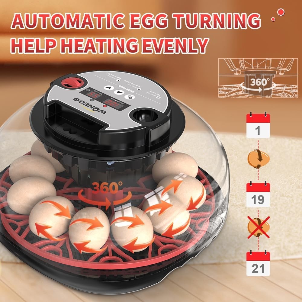 12 Automatic Egg Incubators for Hatching Eggs Whith Smart Temperature Control...