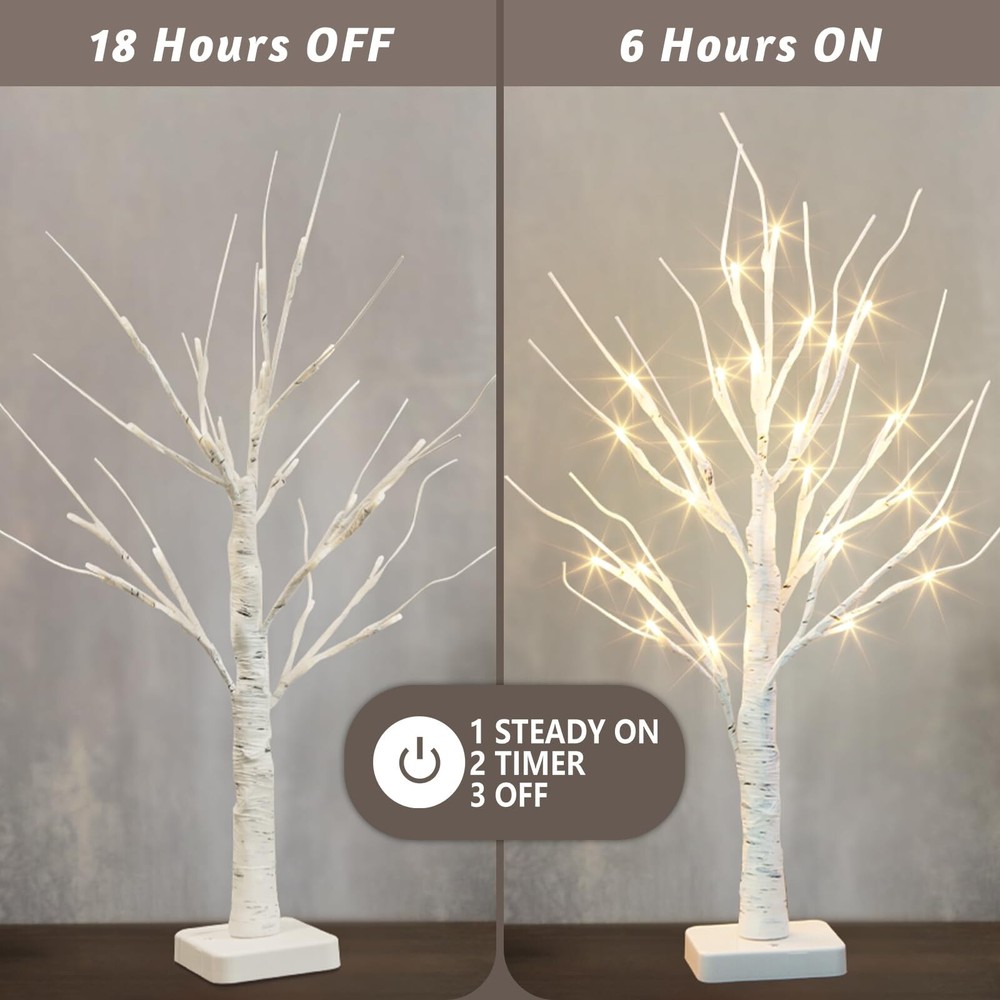 Vanthylit 2 Pcs Lighted Birch Tree Battery Powered Tabletop Tree Decorations ...