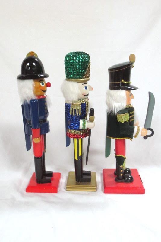 3 Nice Looking Wooden Nutcrackers - Approx. 15" tall