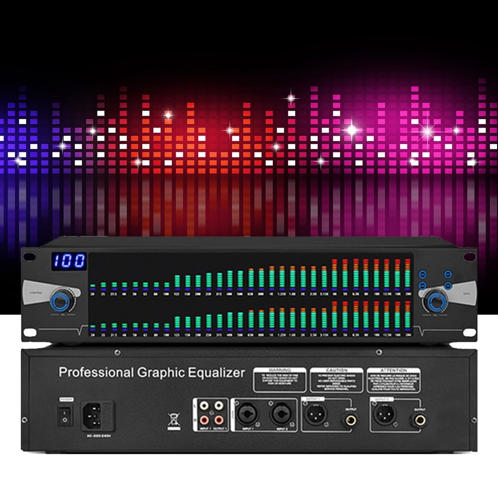 Professional Graphics Equalizer Audio Processor Dual 31-Band Spectrum Display TF