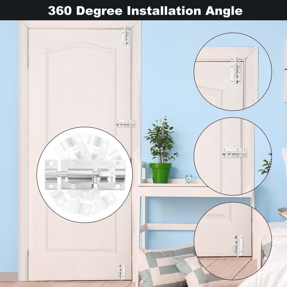 4-Pack Barrel Bolt Latch, 3" Slide Bolt Latch for Inside Doors