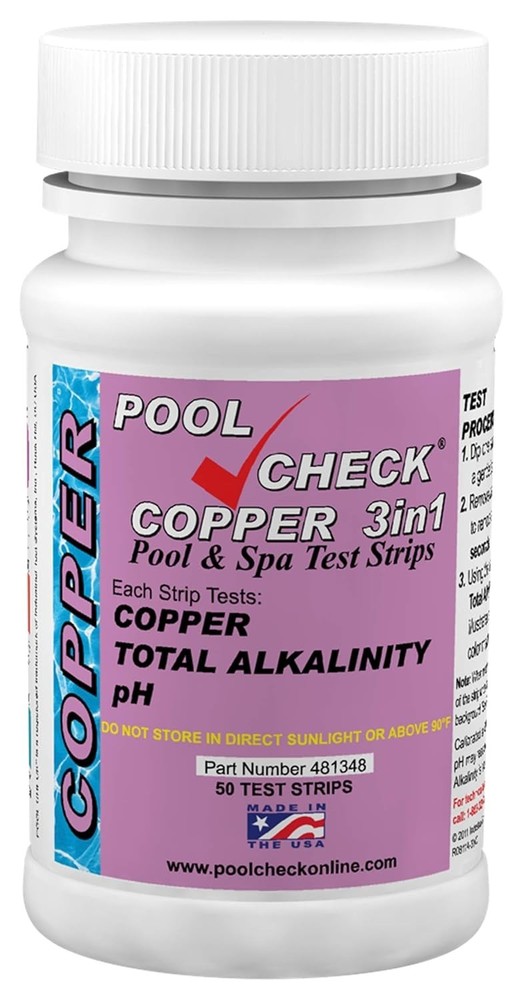 Effortless Pool Water Testing: Copper & pH Strips with Fast Color Matching Guide